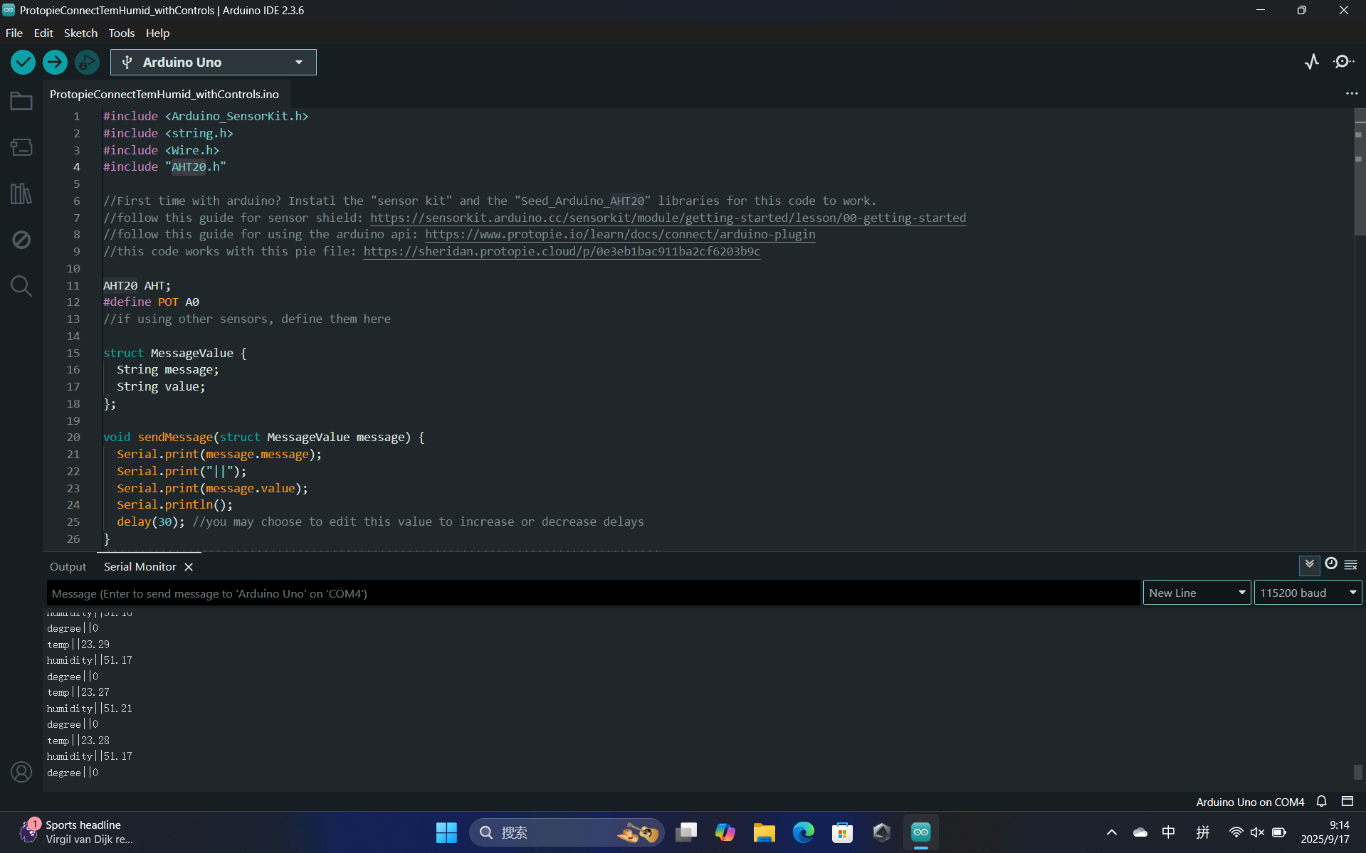 Simple Arduino code was written to read the potentiometer’s analog values and send them to the serial monitor. This step tested the communication between hardware and software before integrating sensors.