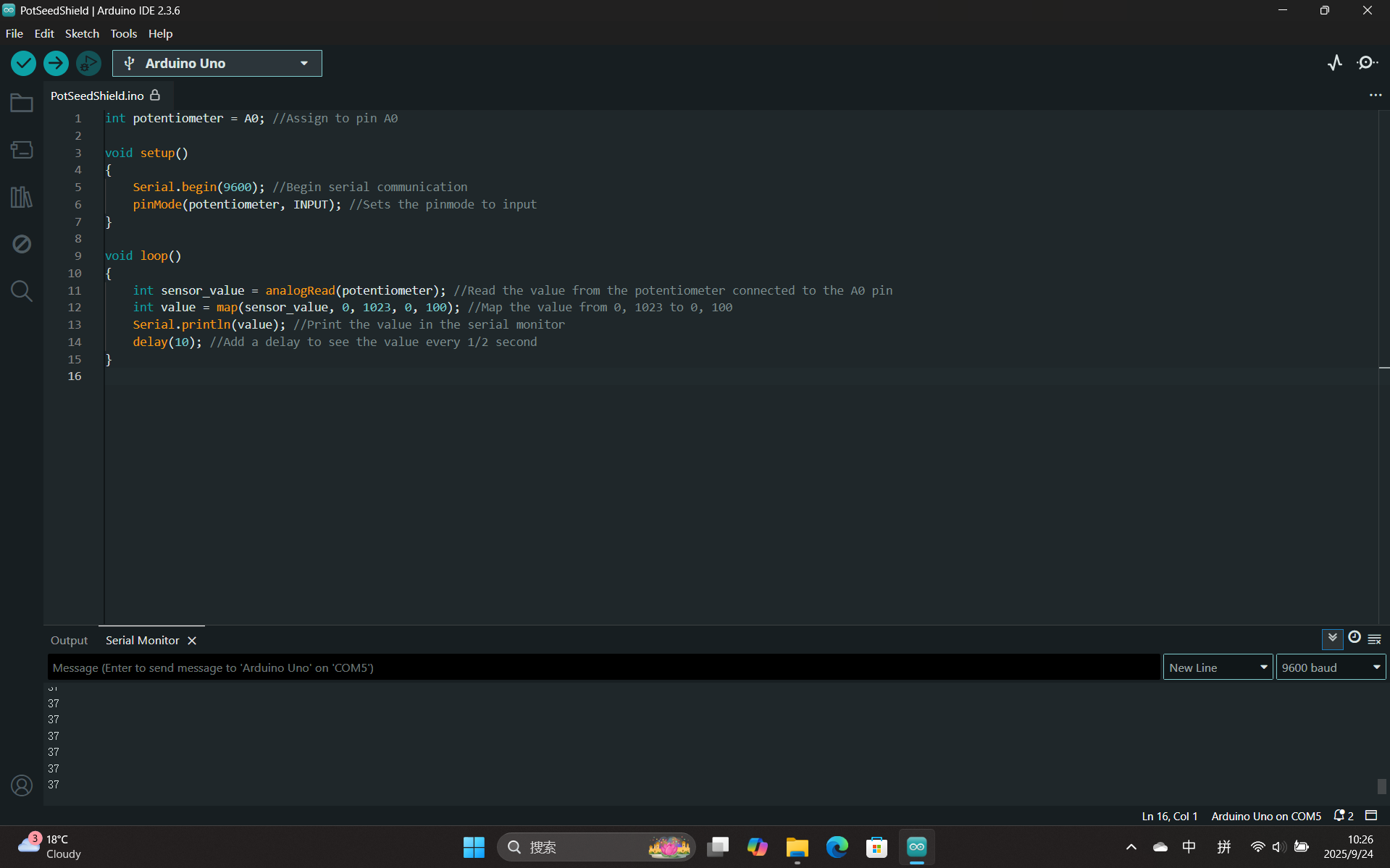 An interactive smart home interface was built in ProtoPie. The temperature and humidity values on the screen respond instantly to the sensor data coming from Arduino.